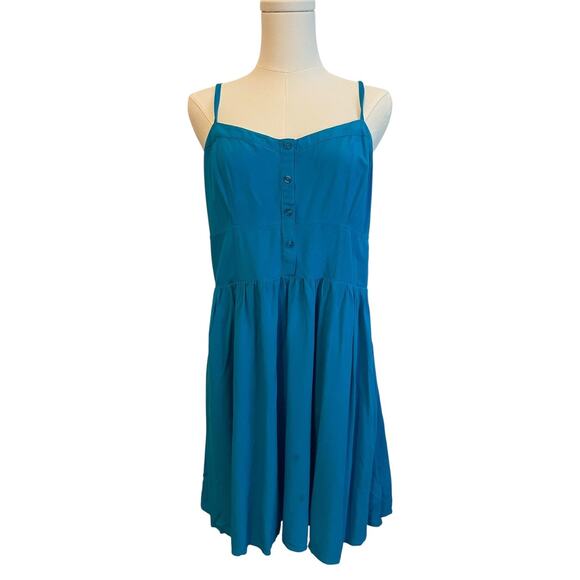 Express Dress Womens L Babydoll Coquette Smocked Spaghetti Strap Skater Y2k - Picture 1 of 10